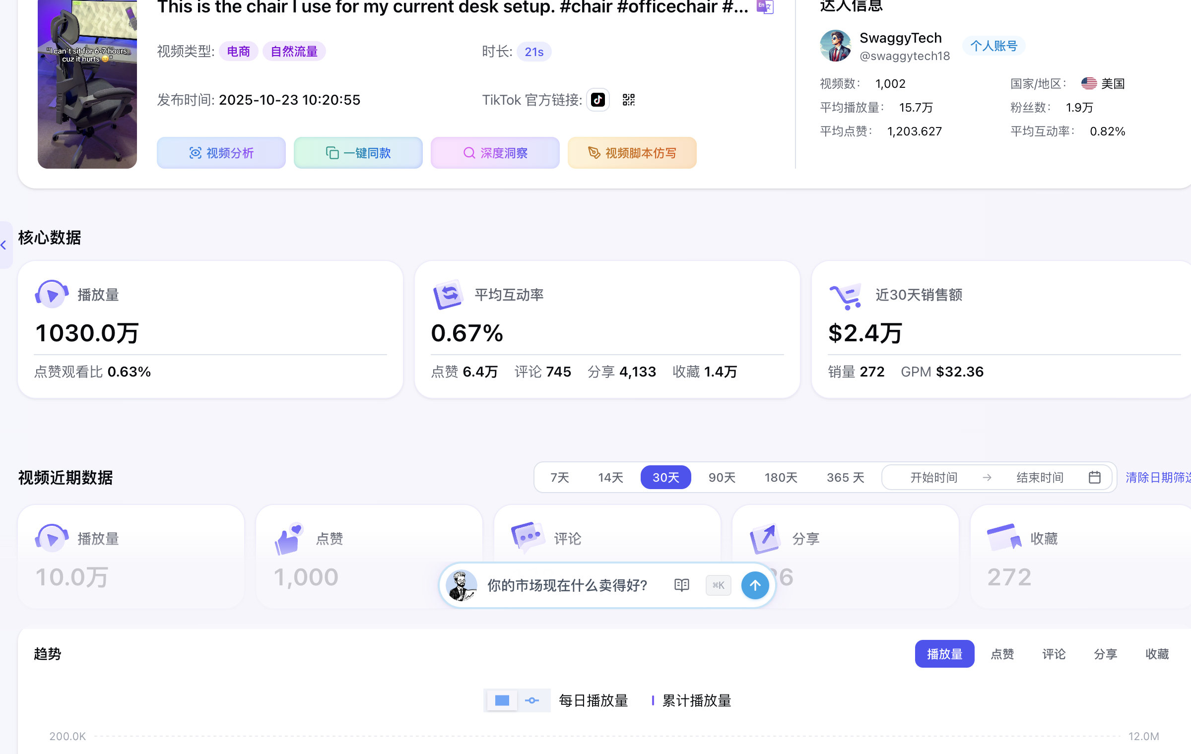 办公椅对标视频数据证据切片